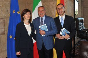Da sinistra: Eleonora Iannelli, il presidente del Senato Pietro Grasso, Fabio De Pasquale