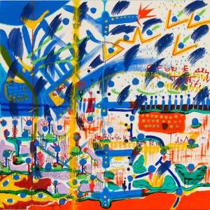 E fiori,e armi,e stalattiti-omaggio J. M. Basquiat- acrilico su tavola-2013 copia